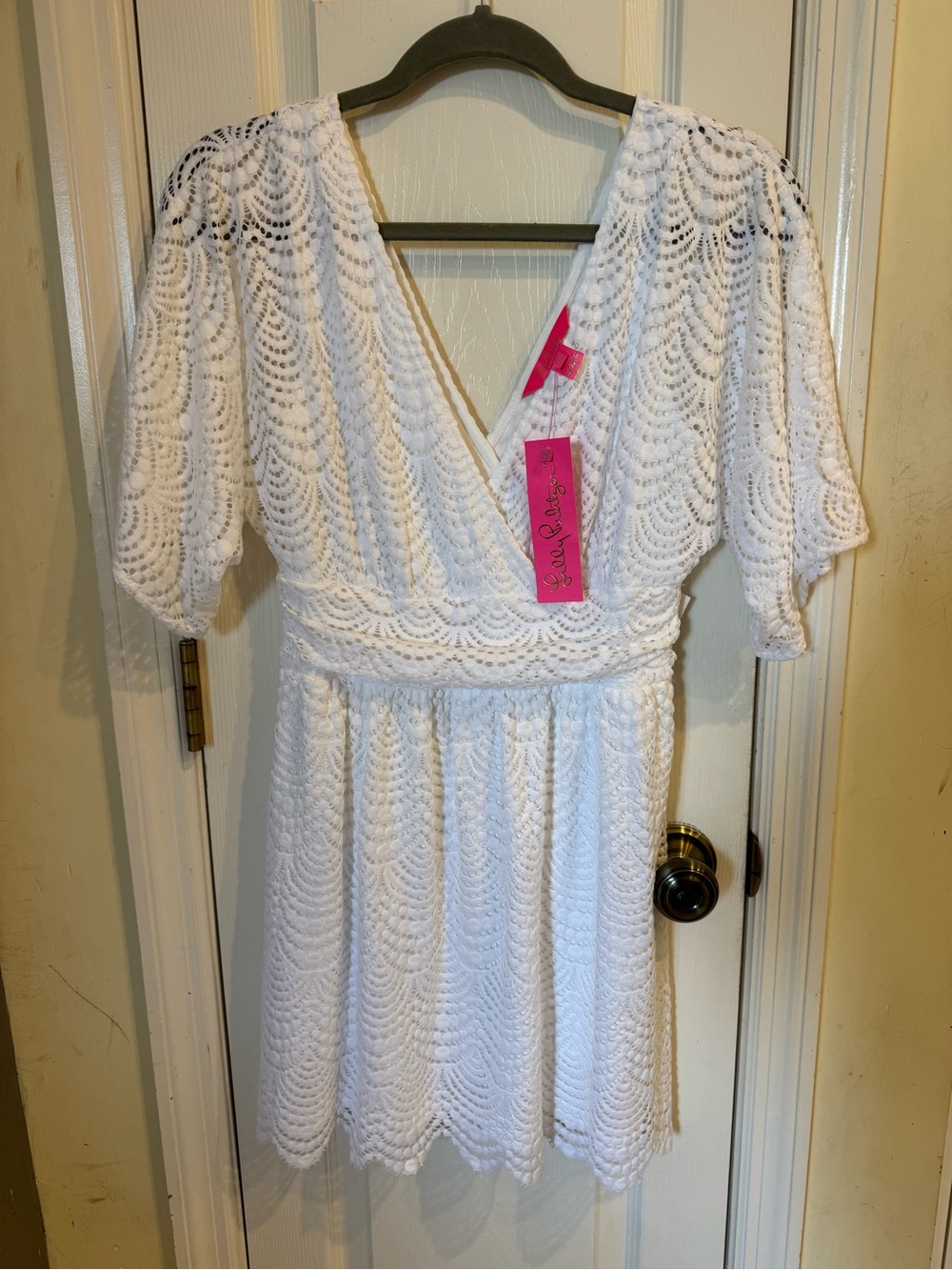 Lilly Pulitzer White Lace V-Neck Short Dress